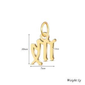 Détails du pendentif Vierge en acier doré, dimensions 10x7mm avec finition polie miroir