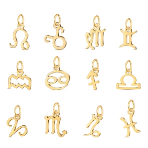 Lot de 12 pendentifs signes du zodiaque dorés polis pour création de bijoux DIY