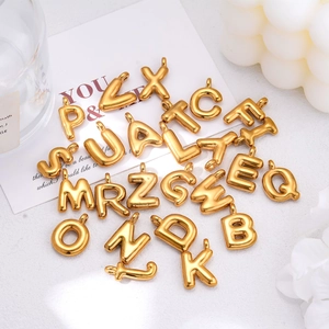 3D golden stainless steel alphabet charms for DIY jewelry making and necklace assembly
