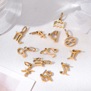 Pendentifs signes du zodiaque en acier doré pour la création de colliers et bracelets