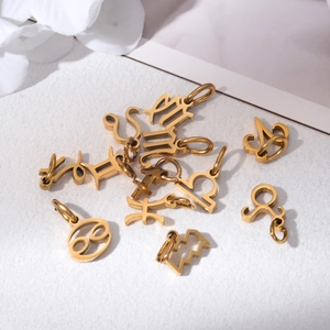 Pendentifs zodiaque en acier doré pour colliers DIY avec divers signes astrologiques