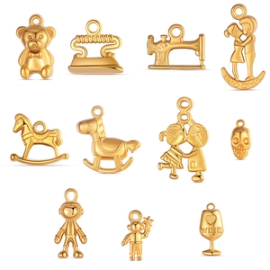 Edelstahl DIY Anhänger Für Schmuckherstellung Gold Silber Plattiert Cartoon Astronaut Bär Herz Weinglas Pendants Für Armband Halskette Handwerk Zubehör