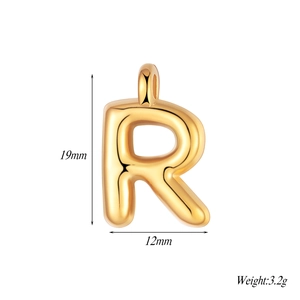 Stainless steel 26 letter R pendant accessory for jewelry making with size 19mm x 12mm