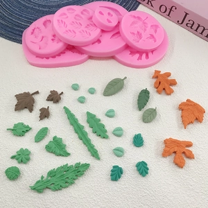 Leaf shaped silicone mold for DIY fondant cake decorating with maple leaf details