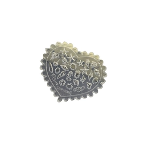 Heart-shaped stainless steel nail art mold with sea shells and starfish patterns