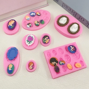 Pink silicone vintage cameo frame molds for chocolate baking and resin diy crafts
