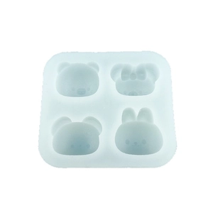 Cartoon animal silicone mold with four cavities for chocolate baking and DIY crafts