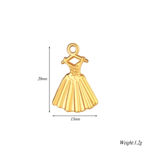 Detailed 18k gold-plated dress charm showing dimensions of 20mm height and 13mm width
