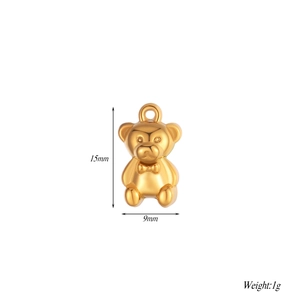 Detail showing 15mm 18k gold plated bear pendant with dimensions and weight data
