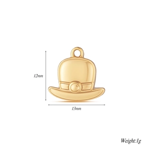 Detailed size view of a 12mm x 13mm gold top hat charm for DIY jewelry making