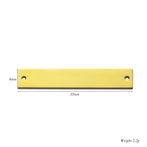 Macro detail of 35x6mm golden mirror stainless steel connector bar for DIY jewelry