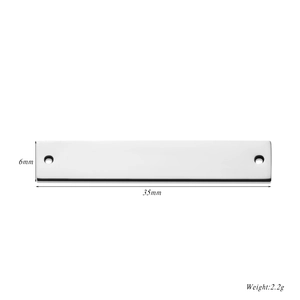 Mirror polished stainless steel rectangular connector plate for DIY jewelry, 35mm x 6mm