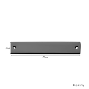 Black rectangle stainless steel tag connector for DIY jewelry 35x6mm dimension