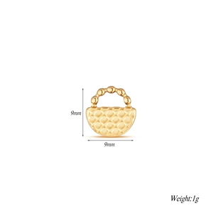 Detailed 9mm x 9mm gold-plated bag charm with quilted texture and 1g weight