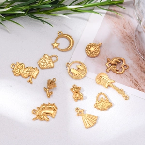 18k gold plated stainless steel DIY charms in guitar unicorn and bear shapes