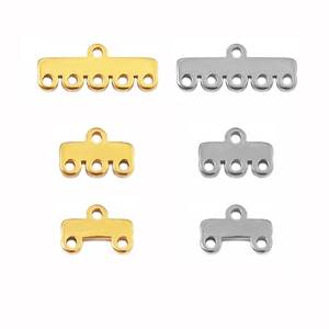 Gold and silver multi-hole stainless steel connectors for DIY necklace and bracelet jewelry