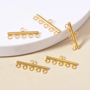Close-up of golden multi-strand connector bar for 5-row DIY jewelry making crafts