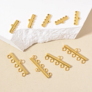 Golden multi-strand stainless steel clasp for DIY necklaces with multiple connection holes