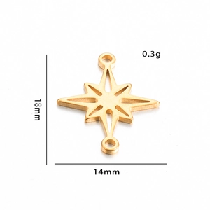 Gepolijst goud roestvrij staal ster connector bedel met afmetingen 18mm bij 14mm