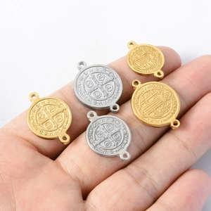 Sint-Benedictus medaille connectoren in goud en zilver voor DIY sieraden armbanden