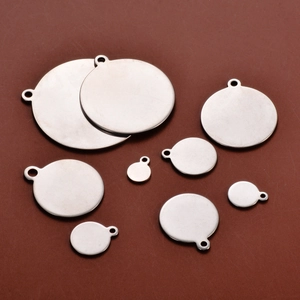 Polished stainless steel round pendant charms in various sizes for DIY jewelry making