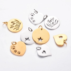 Pendentifs en acier inoxydable avec motifs cœur, étoile et pattes en or et argent pour bijoux