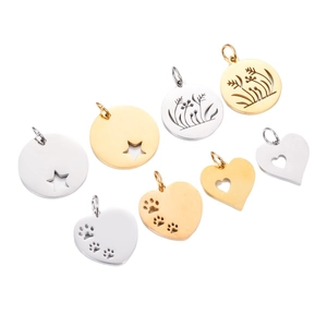 Pendentifs en acier inoxydable poli cœur et patte en or et argent pour bijoux DIY