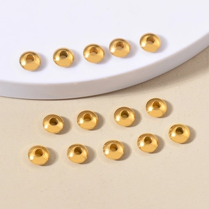 Goldene Edelstahlscheibenperlen für DIY-Schmuckherstellung und Halsketten-Abstandshalter