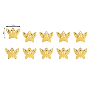 Set mit 10 goldenen Schmetterlingsanhängern aus Edelstahl für DIY-Schmuckherstellung