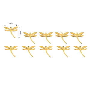 10er-Set goldene Libellen-Anhänger aus Edelstahl für DIY-Schmuck Größe 1,6cm x 1,4cm