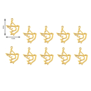 10er-Set goldene Vogel-Anhänger aus Edelstahl mit Hohlraumdesign und Abmessungen