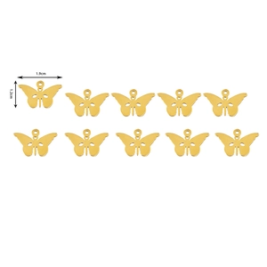 Set mit 10 goldenen Schmetterlingsanhängern aus Edelstahl für DIY-Schmuckherstellung