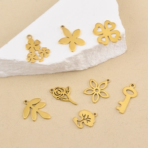 Pendentifs dorés en acier inoxydable sur pierre blanche pour la création de bijoux DIY