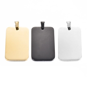 Rectangle stainless steel dog tags in gold, black, and silver for DIY engraving