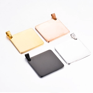 Stainless Steel Blank Square Rhombus Pendant For DIY Jewelry Making Engraving Dog Tag ID Plate Polished Metal DIY Findings