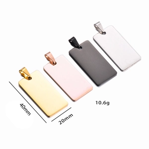 Stainless Steel Rectangle Blank Dog Tag Pendant Engravable Rectangle Small Plate For DIY Jewelry Making Accessory