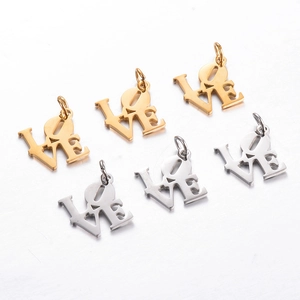 Pendentifs Lettres Évidées LOVE en Acier Inoxydable pour la Fabrication de Bijoux DIY pour Collier Bracelet Apprêts de Bijoux