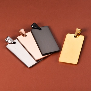 Stainless steel rectangular pendants in silver, gold, rose gold and matte black finish
