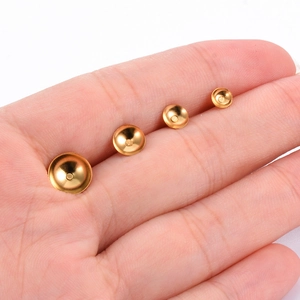 Golden stainless steel cup earring posts for pearl DIY jewelry in four varied sizes