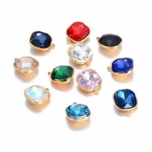 Colgantes de cristal facetado de colores con marcos dorados para hacer joyería