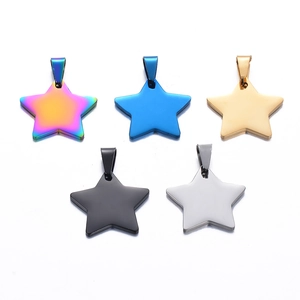 Stainless Steel Star Pet ID Tag Blank Polished Metal Pendant For DIY Jewelry Accessories Dog Name Tag Multicolored Tags