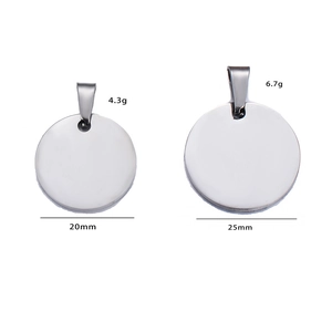 Pendenti tondi in acciaio inossidabile lucido da 20mm e 25mm per gioielli fai-da-te