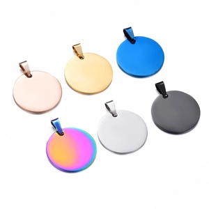 Polished round stainless steel pet tags in six metallic colors for engraving