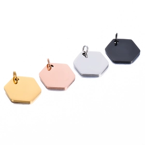 Set de placas hexagonales de acero inoxidable en acabados oro plata negro y rosa