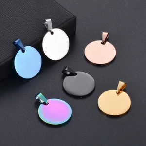 Stainless Steel Round Dog Tag Pendant Mirror Polished DIY Personalized ID Tag Blank Circular Charm For Necklace Keychain Accessory
