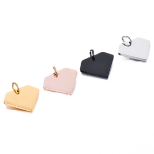Placas para mascotas en forma de diamante en acero inoxidable oro, rosa, negro y plata