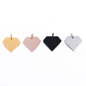 Placas de identificación de acero inoxidable en forma de diamante, oro, rosa, negro y plata
