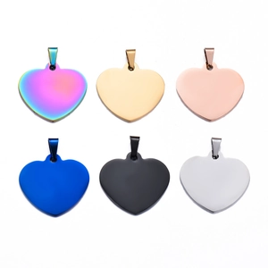 Gepolijst Roestvrij Staal Hart Hanger DIY Sieraden Metaal Hondenpenning Voor Kettingen Huisdier ID Tag Bedeltjes Accessoires