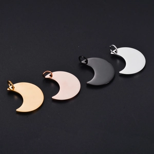 Polished crescent moon pendants in gold, rose gold, black, and silver for DIY jewelry