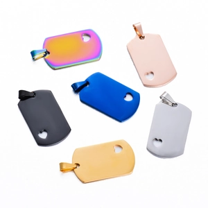 Roestvrijstalen militaire tags met hartje in regenboog, goud, zilver, blauw, zwart en roze